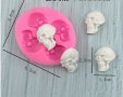 Halloween черепи 4 черепа череп глава човешка силиконов молд форма украса декорация фондан хелоуин, снимка 2