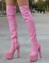 Чизми на ток - розова кожа - GSB3, снимка 2