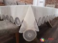 Покривки за голяма маса с дантела от лен,Тефлон, бяло,крем,бежово, снимка 5
