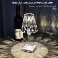 Кристална диамантена настолна лампа Leroxo, 3-посочна лампа за смяна на цвета, нощна лампа от акриле, снимка 6 - Лед осветление - 41806645