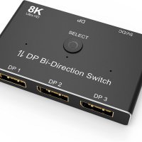 8K DisplayPort Switch Splitter 3 Port 1x3 Bi-Directional DP, снимка 1 - Кабели и адаптери - 41763113