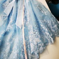 Официална рокля с дантела и тюл светло синя за момиче 8-9 г, снимка 6 - Детски рокли и поли - 41099931