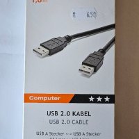 USB A към USB A кабел 1.8 метра/нов, снимка 1 - Кабели и адаптери - 44337514