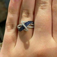 Дамски пръстен със сапфири и топази, снимка 3 - Пръстени - 41874540