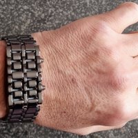 Моден черен изцяло метален дигитален лава ръчен часовник Мъжки син LED дисплей , снимка 7 - Мъжки - 40954082