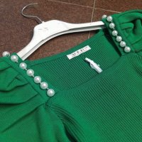 Рипсена блуза с перлички, снимка 3 - Блузи с дълъг ръкав и пуловери - 38140845
