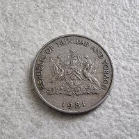 Монета. Карибски басеин. 25 цента. Тринидад и Тобаго. 1981 година , снимка 1 - Нумизматика и бонистика - 40214896