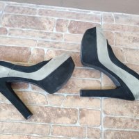 Стилни дамски велурени обувки с токчета, снимка 4 - Дамски обувки на ток - 34590386