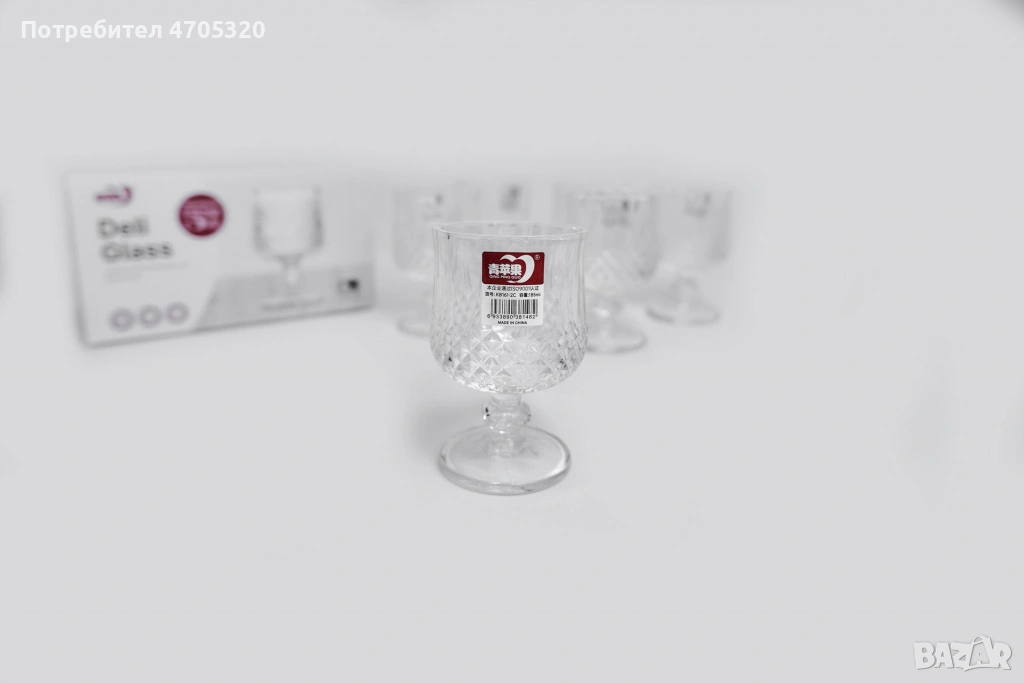 Комплект от 6 бр. чаши за вино със столчета за елегантно сервиране, снимка 1