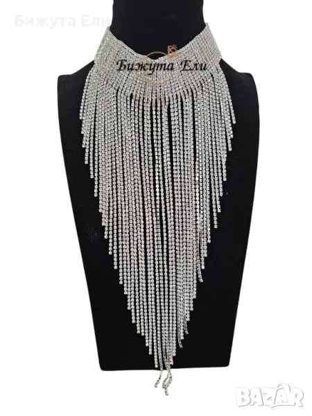 Колие с бели кристали , снимка 1