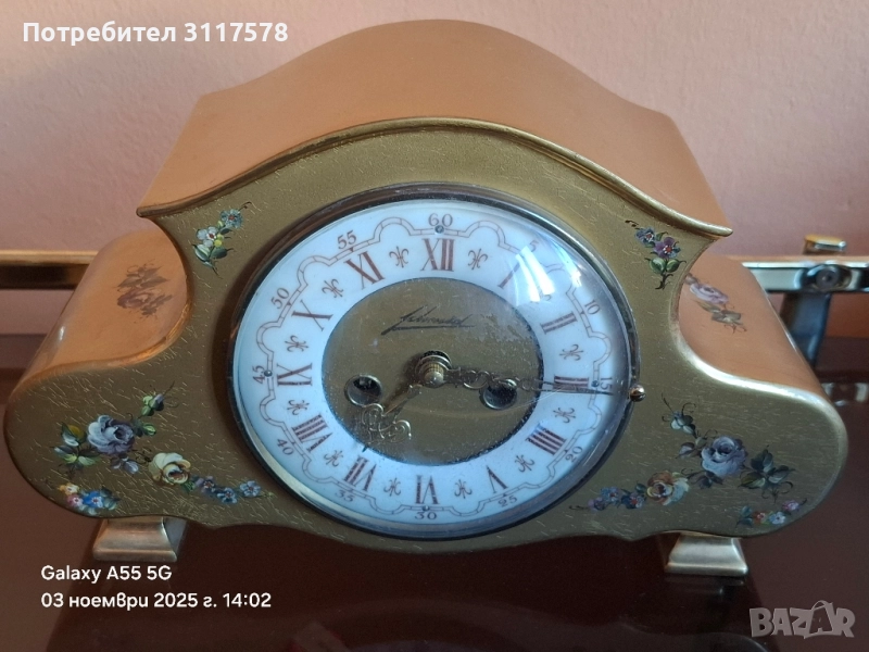 Schmid Порцеланов Настолен Gold Часовник, снимка 1