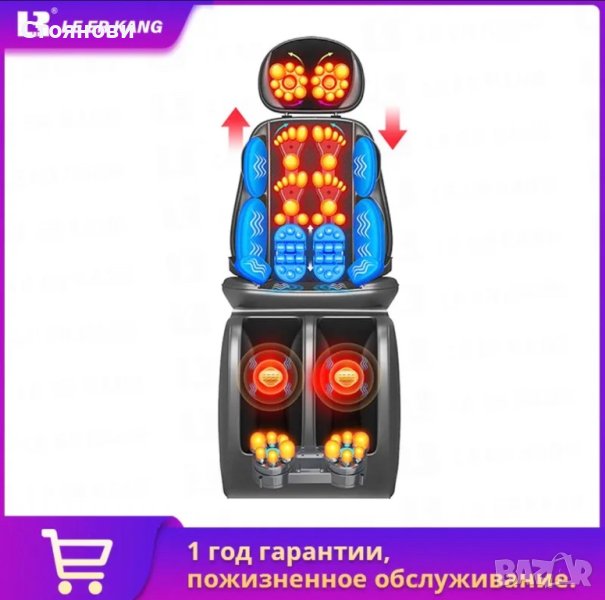 Най-новият електрически масажор за крака Нагряване и вибрация Масаж на гръб Възглавница за стол Уред, снимка 1