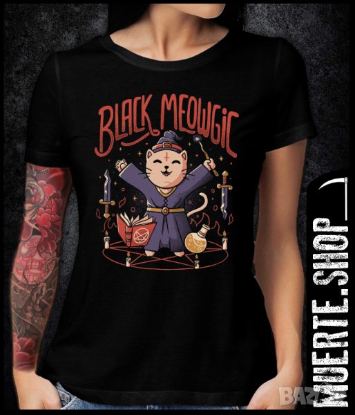 Дамска тениска с щампа MEOWGIC CAT, снимка 1