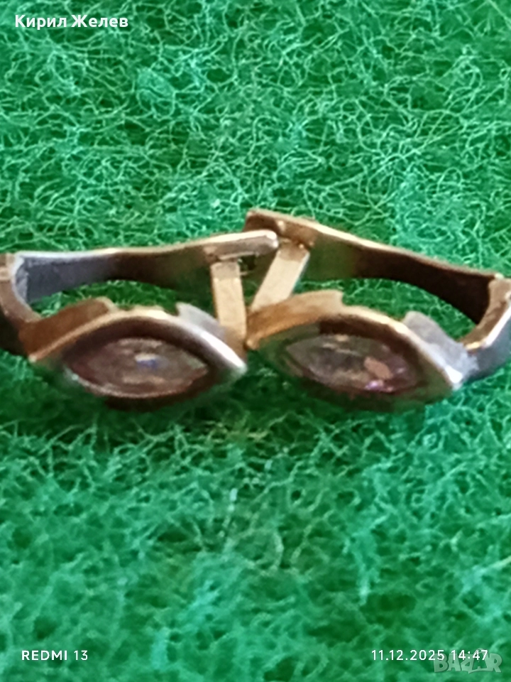 Винтидж сребърни обеци с овален камък РОЗОВ КВАРЦ стил и елегантност 50461, снимка 1