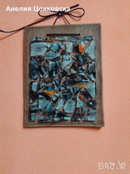 Абстрактна картина витраж в/у ест.кожа - 40 %, снимка 1