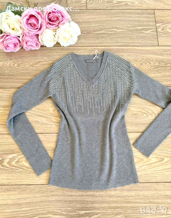 Дамска блуза с камъчета - 2 цвята , снимка 1