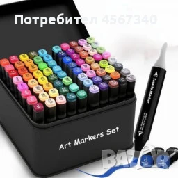 🎨 Комплект двустранни маркери с алкохолна основа + удобен калъф за съхранение 🎨, снимка 1