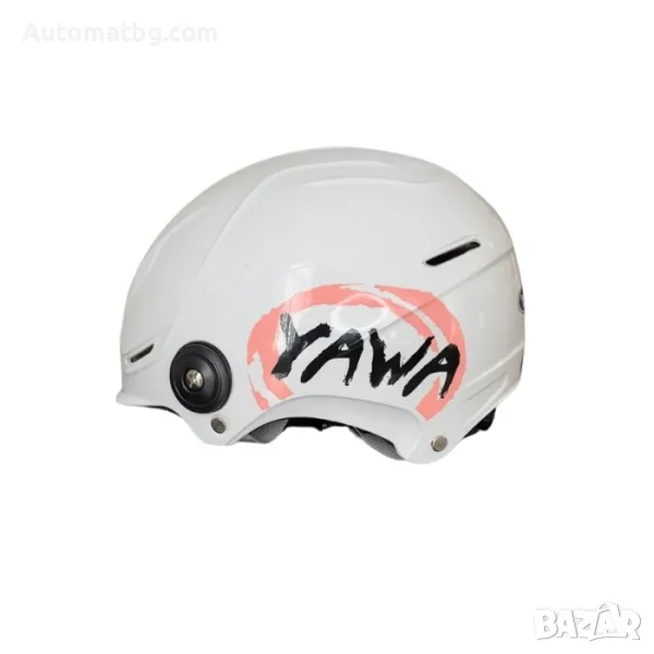 Каска мото Automat, PA523, С визьор, Бял гланц, снимка 1