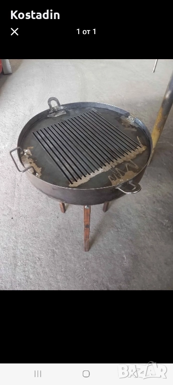 кръгла скара на дървени въглища, снимка 1