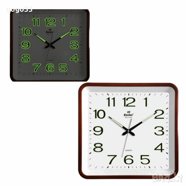 Часовник за стена със светещи цифри и безшумен ход / 280 мм х 290 мм;, снимка 1