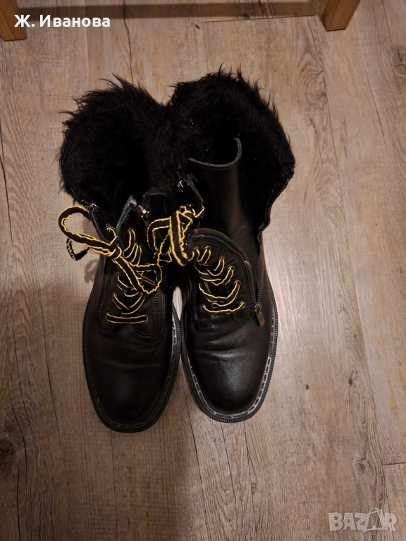 Продавам черни, кожени - италиански, дамски ботуши, номер 42, снимка 1