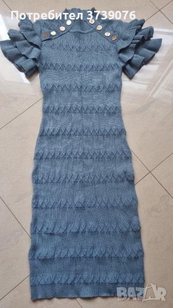 Светло синя рокля/плетиво, снимка 1