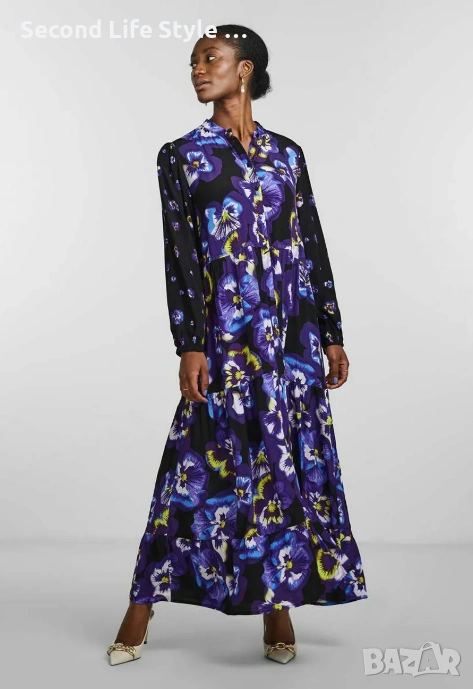 Нова дълга дамска рокля YAS YASVIOLA LS р-р M (EU) - макси рокля - принт цветя, снимка 1