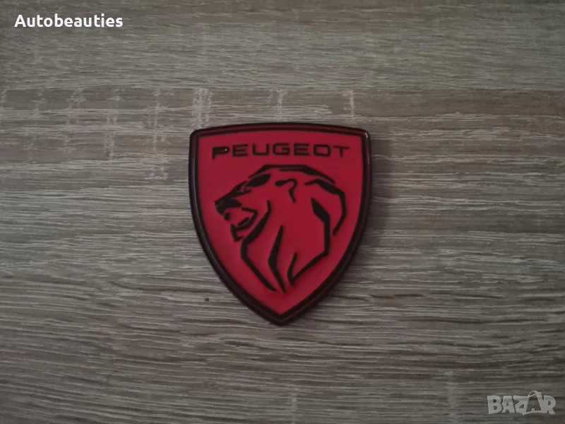 металнa емблема Peugeot червено с черно, снимка 1