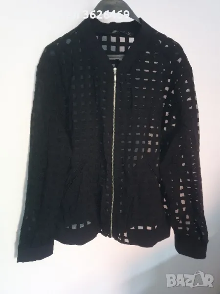 Прозрачно черно бомбър яке Zara с каре, снимка 1