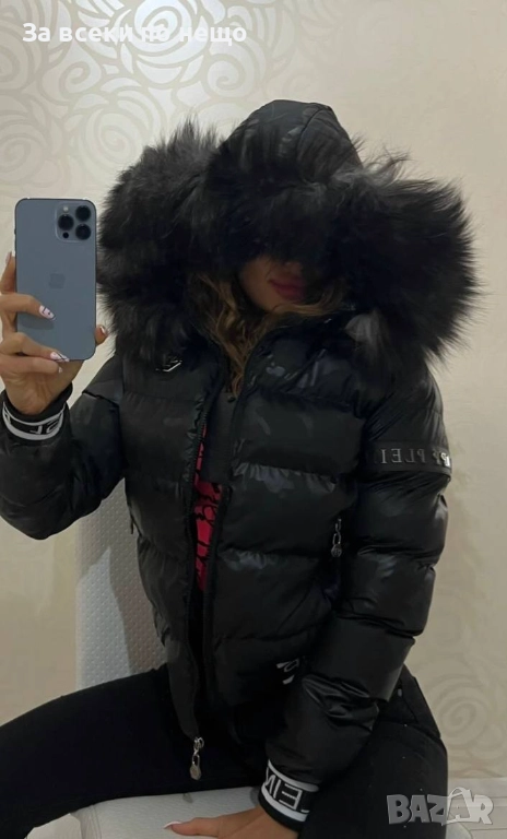 Philipp Plein Дамско Зимно Яке С Естествен Пух На Качулката Филип Плейн Код W.S.O.2, снимка 1
