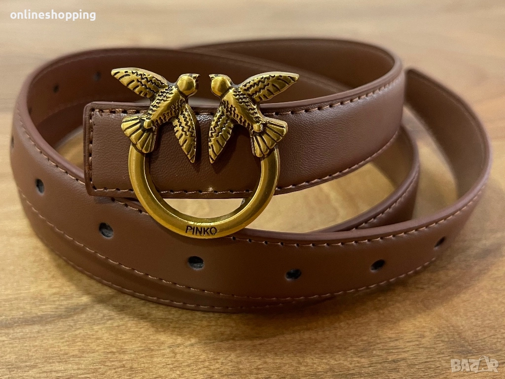**НОВ** луксозен кожен PINKO колан в кафяв цвят, снимка 1