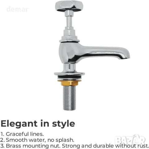 VANCOCO Хромирани месингови колонни кранове, Класически стил с кръгъл лост 1/2" кранове за мивка, снимка 5 - Други стоки за дома - 49084390