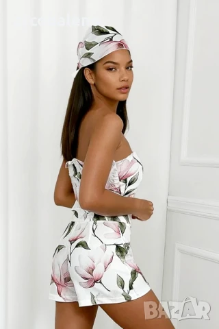 Дамски комплект от 3 части топ, шорти и шал Marina, 3цвята , снимка 8 - Комплекти - 51218262