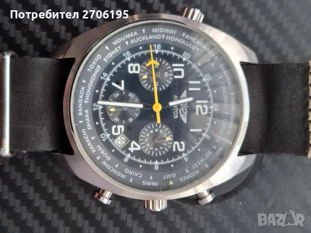 Мъжки часовник Aviator World Time Chronograph, снимка 6 - Мъжки - 56068447