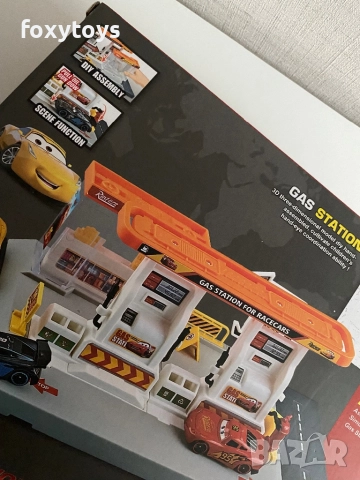 Бензиностанция с път и кола Макуин, McQueen, Cars, снимка 6 - Коли, камиони, мотори, писти - 51783281