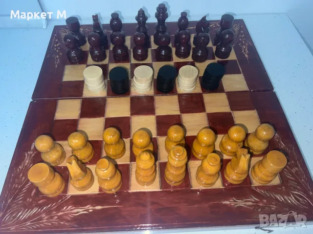 Голям Дървен шах 44 х 44 см. и табла, снимка 3 - Други спортове - 50580622