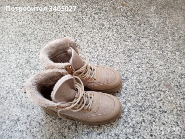 Боти бежови, размер 36, снимка 5 - Дамски боти - 51776254