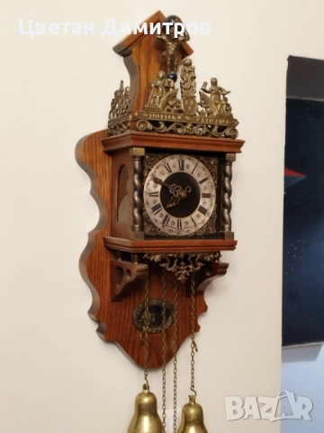 Антикварен стенен холандски часовник - Franz Hermle Атлас , снимка 6 - Стенни часовници - 52618158