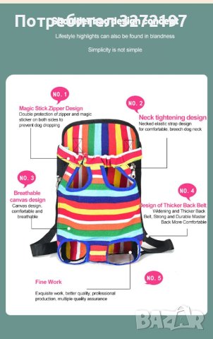 Раница Rainbow Pet Dog Carrier за пренасяне на кучета и котки, снимка 2 - За кучета - 40441066