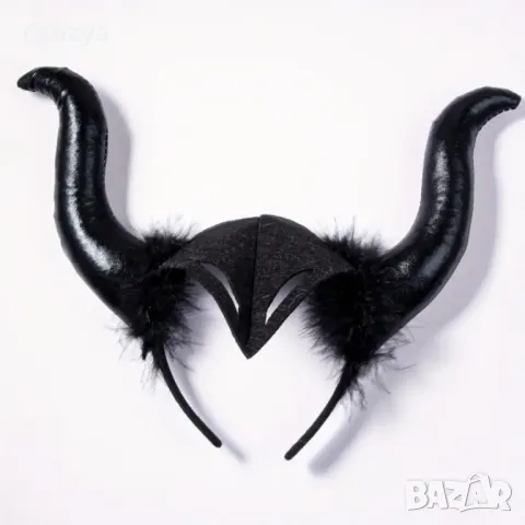 5201 Парти диадема Дяволски рога с пух червени или черни, снимка 6 - Други - 47289060