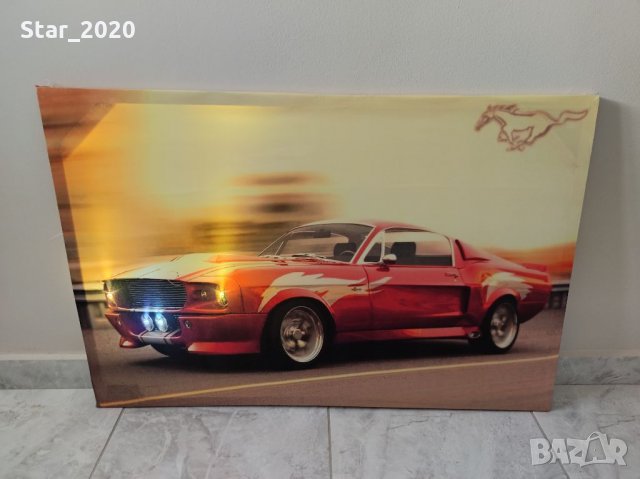 Светеща картина с Led осветление - Ford Mustang Shelby GT 500, снимка 2 - Картини - 35683501