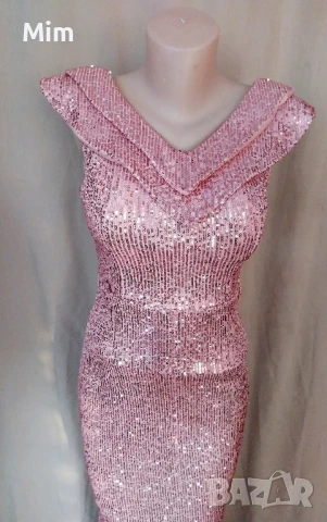 Официални дълги рокли в розово с пайети и маслено зелена, снимка 12 - Рокли - 51002483