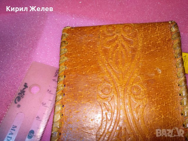 СТАР КОЖЕН КАЛЪФ За ОЧИЛА ЕСТЕСТВЕНА КОЖА КРАСИВА ОРНАМЕНТИКА КАЛЪФЧЕ РЪЧНА МАЙСТОРСКА РАБОТА 42897, снимка 4 - Други ценни предмети - 44222370