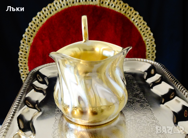 Посребрена бронзова каничка,латиера,красив релеф. , снимка 4 - Антикварни и старинни предмети - 36213424