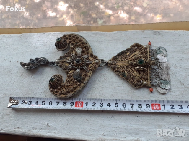 Възрожденски сребърен накит сачан филигран живачна позлата, снимка 3 - Антикварни и старинни предмети - 53410319