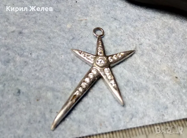 СКЪПОЦЕНЕН ЗВЕЗДОВИДЕН СРЕБЪРЕН МЕДАЛЬОН РОДИРАНО СРЕБРО 925 с БЛЕСТЯЩИ ФАСЕТИРАНИ ЦИРКОНИ 47893, снимка 4 - Колиета, медальони, синджири - 49001385