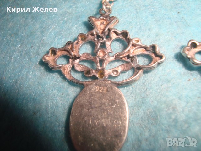 СТАРИ СКЪПОЦЕННИ СРЕБЪРНИ АртДЕКО ОБЕЦИ ОКСИДИРАНО СРЕБРО 925 с ЧЕРЕН ШЛИФОВАН ОНИКС и ЦИРКОНИ 25645, снимка 11 - Обеци - 35783930