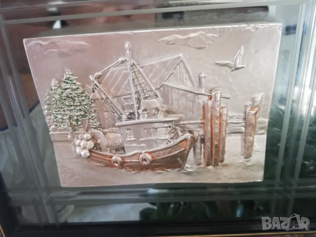 релефна сребърна картина от Италия, снимка 3 - Картини - 52714886