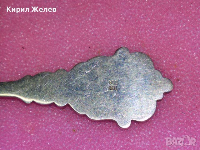 OBERSTDORF Стара КОЛЕКЦИОНЕРСКА ЕМАЙЛИРАНА СРЕБЪРНА ЛЪЖИЧКА За КАФЕ СРЕБРО ПРОБА 800 Германия 42992, снимка 8 - Колекции - 44317020