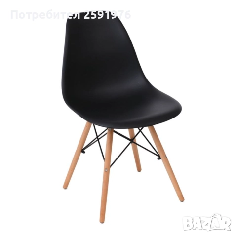 Стол, ART Wood Chair, Черен, Полипропилен, 46х53х81см., снимка 1